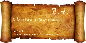 Nádassy Anzelma névjegykártya
